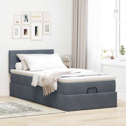 Ottoman bed met matras 90x190cm fluweel donkergrijs