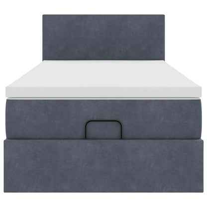 Ottoman bed met matras 90x190cm fluweel donkergrijs