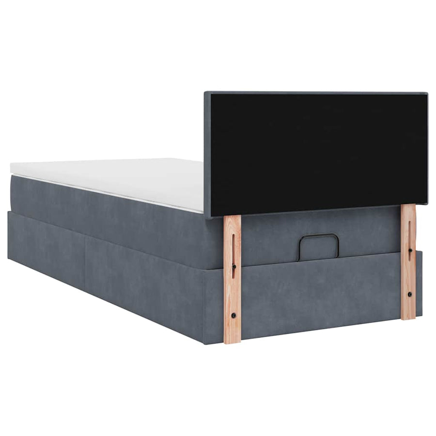 Ottoman bed met matras 90x190cm fluweel donkergrijs