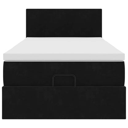 Ottoman bed met matras 90x190cm fluweel zwart