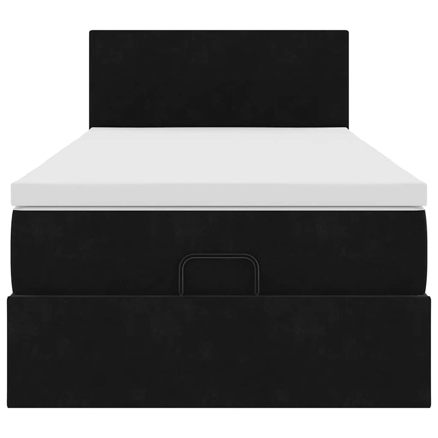 Ottoman bed met matras 90x190cm fluweel zwart