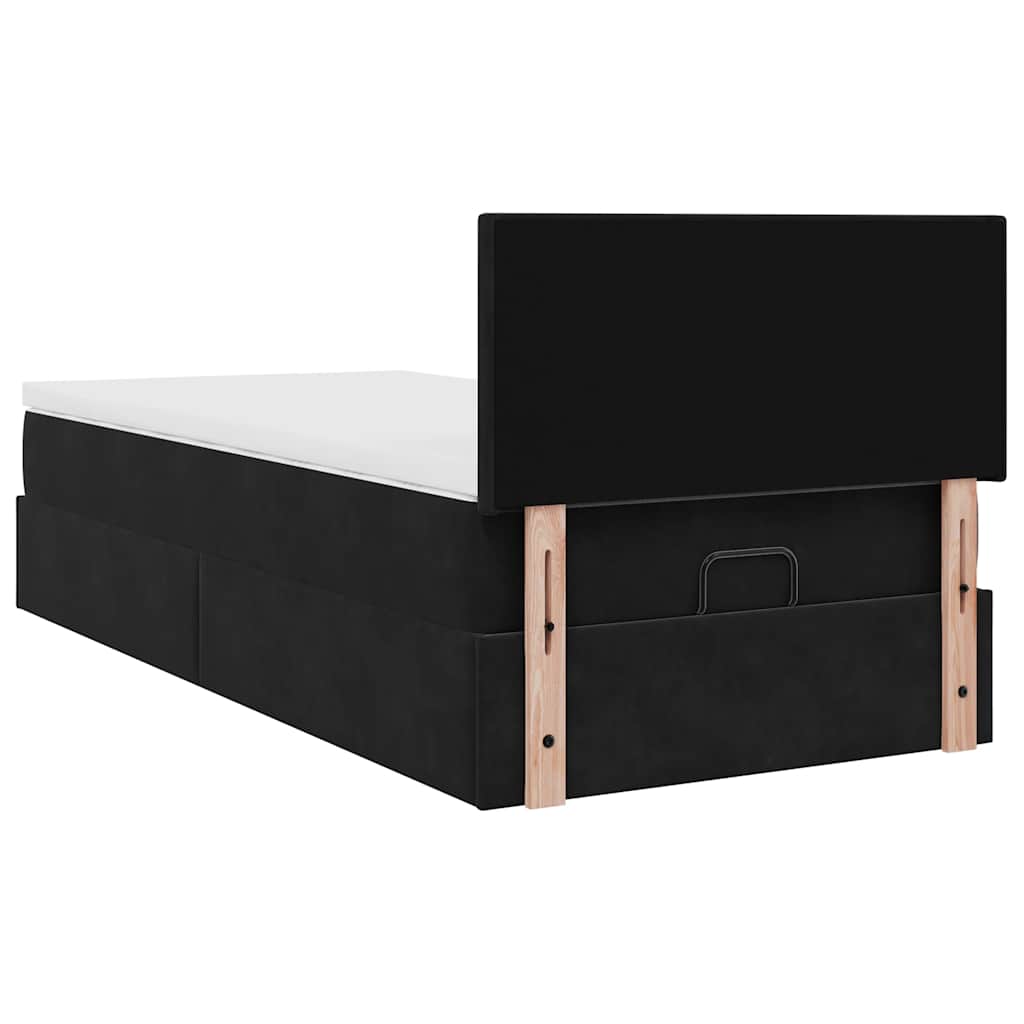 Ottoman bed met matras 90x190cm fluweel zwart