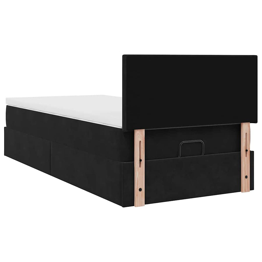 Ottoman bed met matras 90x190cm fluweel zwart