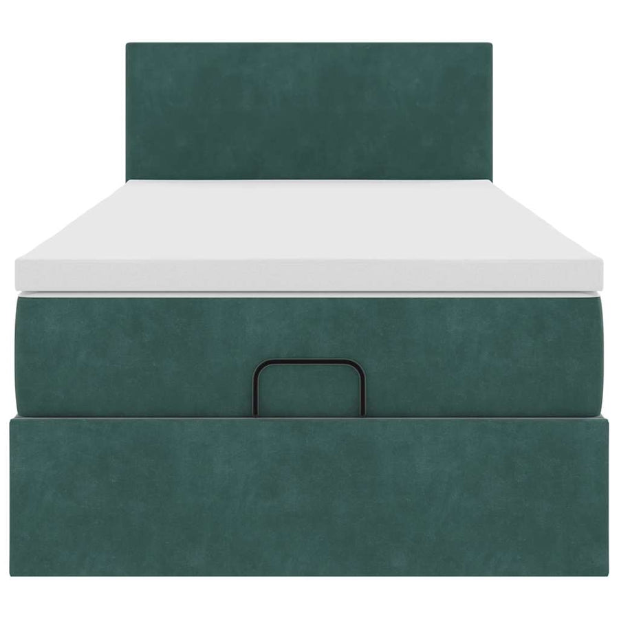 Ottoman bed met matras 90x190cm fluweel donkergroen