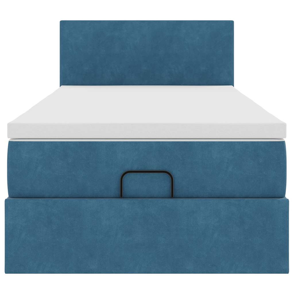 Ottoman bed met matras 90x190cm fluweel donkerblauw