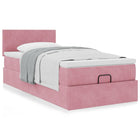 Ottomaans bed met matras 90x190 cm roze fluweel