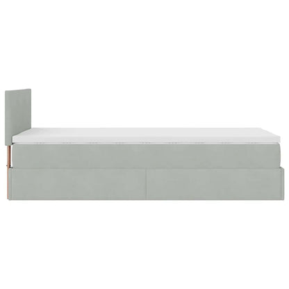 Ottoman bed met matras 90x200cm fluweel lichtgrijs