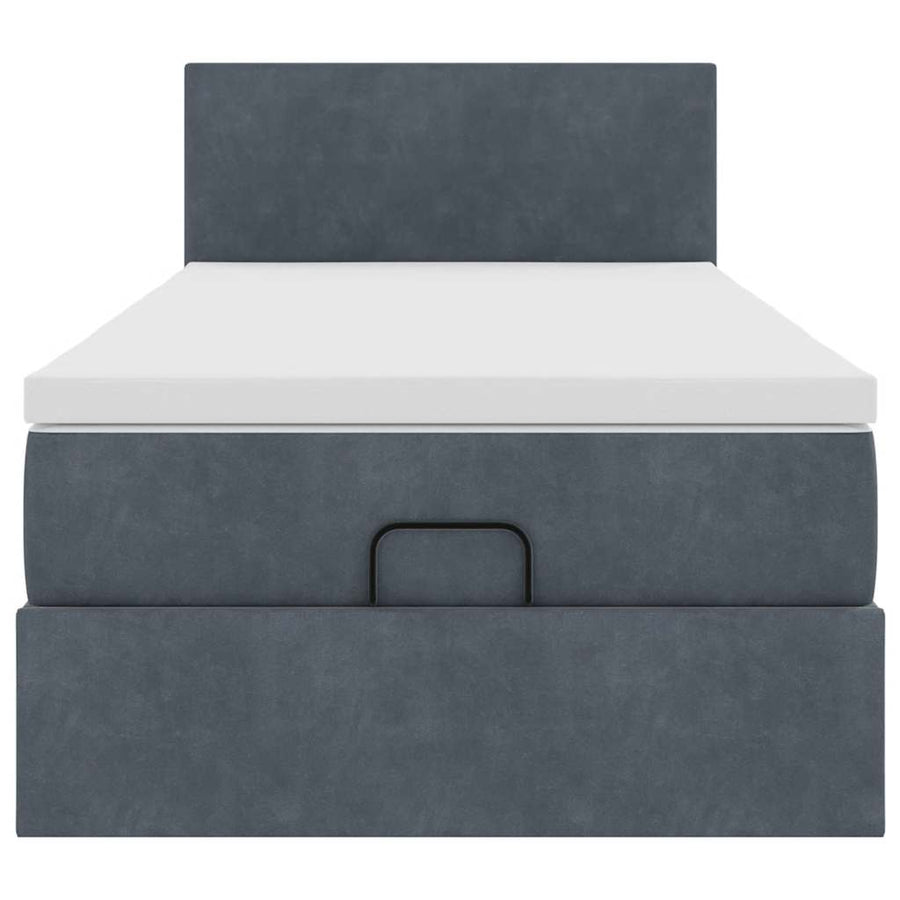 Ottoman bed met matras 90x200cm fluweel donkergrijs