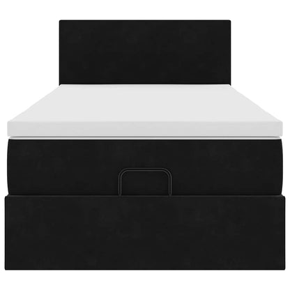 Ottoman bed met matras 90x200cm fluweel zwart