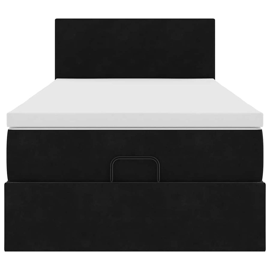 Ottoman bed met matras 90x200cm fluweel zwart