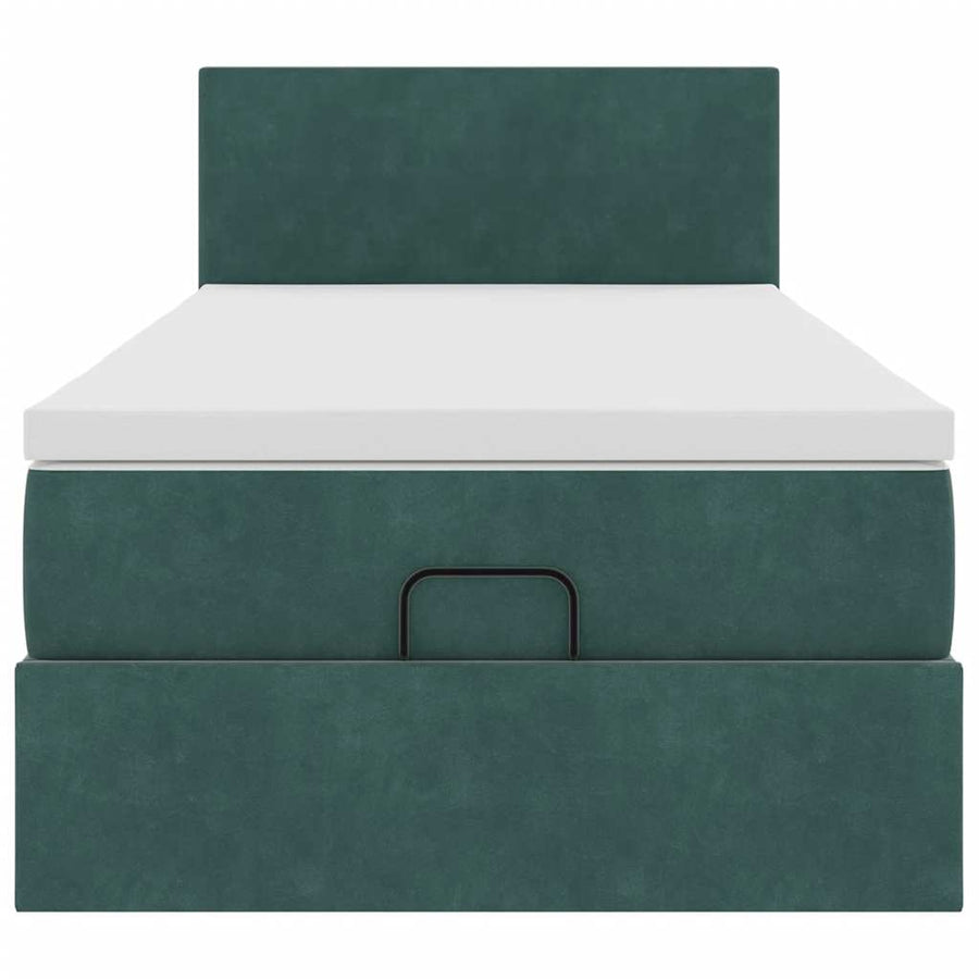 Ottoman bed met matras 90x200cm fluweel donkergroen