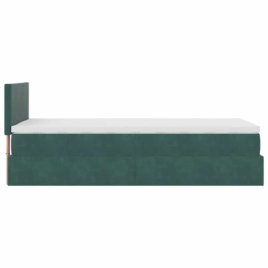 Ottoman bed met matras 90x200cm fluweel donkergroen