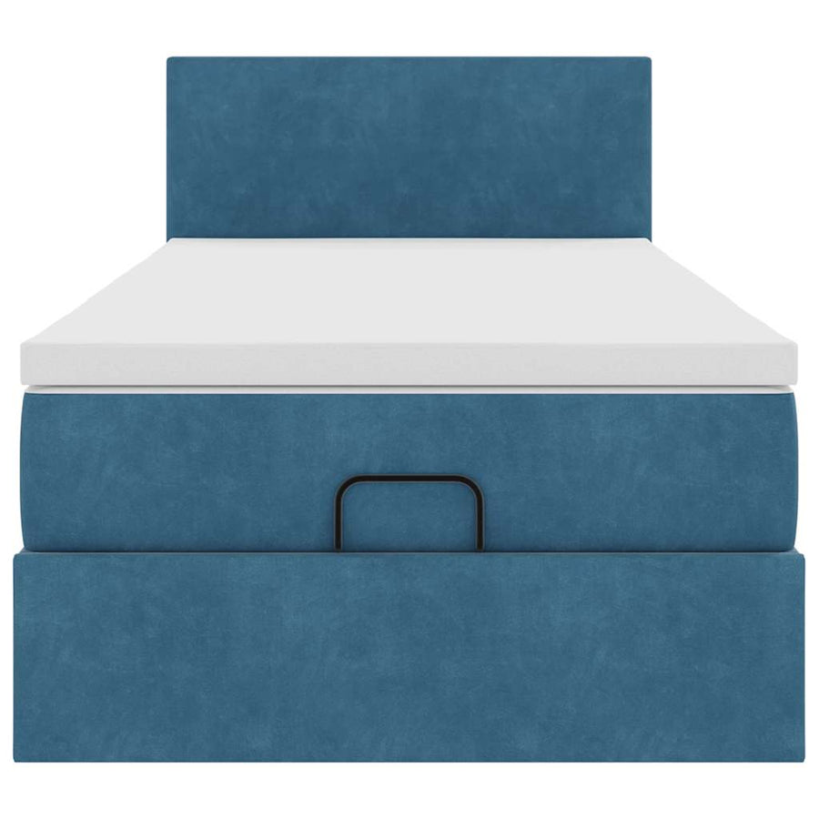Ottoman bed met matras 90x200cm fluweel donkerblauw