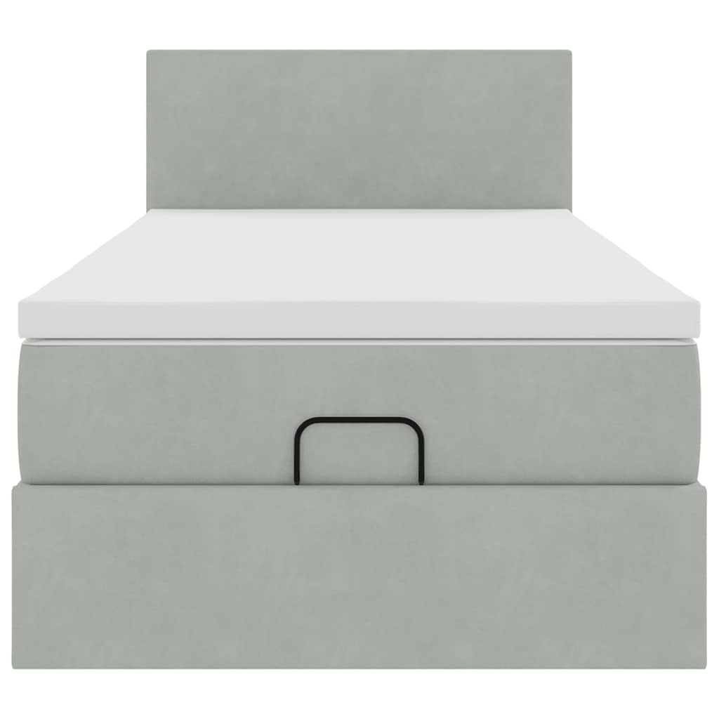 Ottoman bed met matras 100x200 cm fluweel lichtgrijs