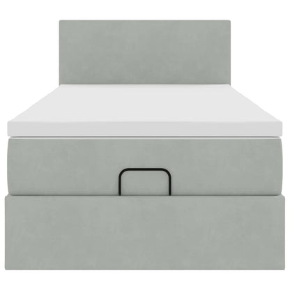 Ottoman bed met matras 100x200 cm fluweel lichtgrijs