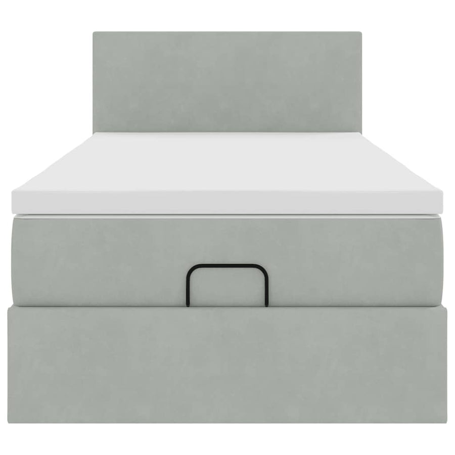 Ottoman bed met matras 100x200 cm fluweel lichtgrijs