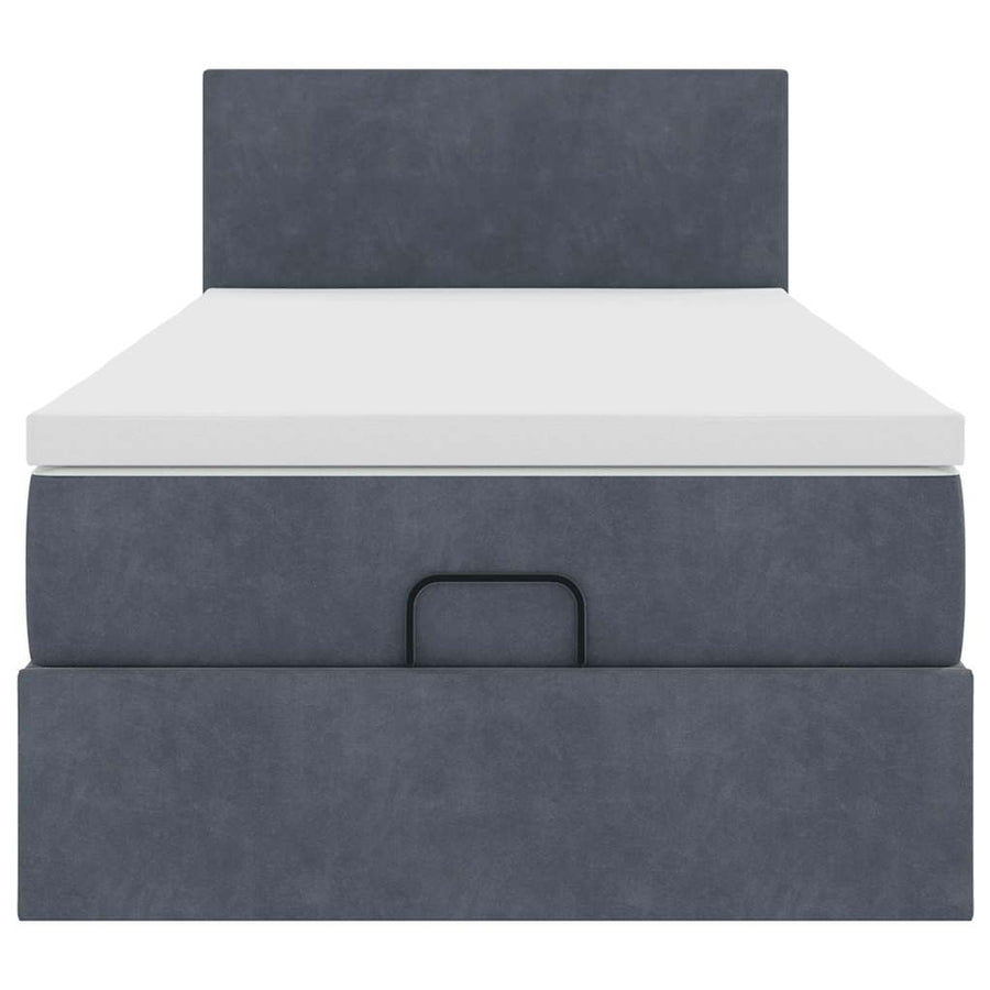 Ottoman bed met matras 100x200 cm fluweel donkergrijs