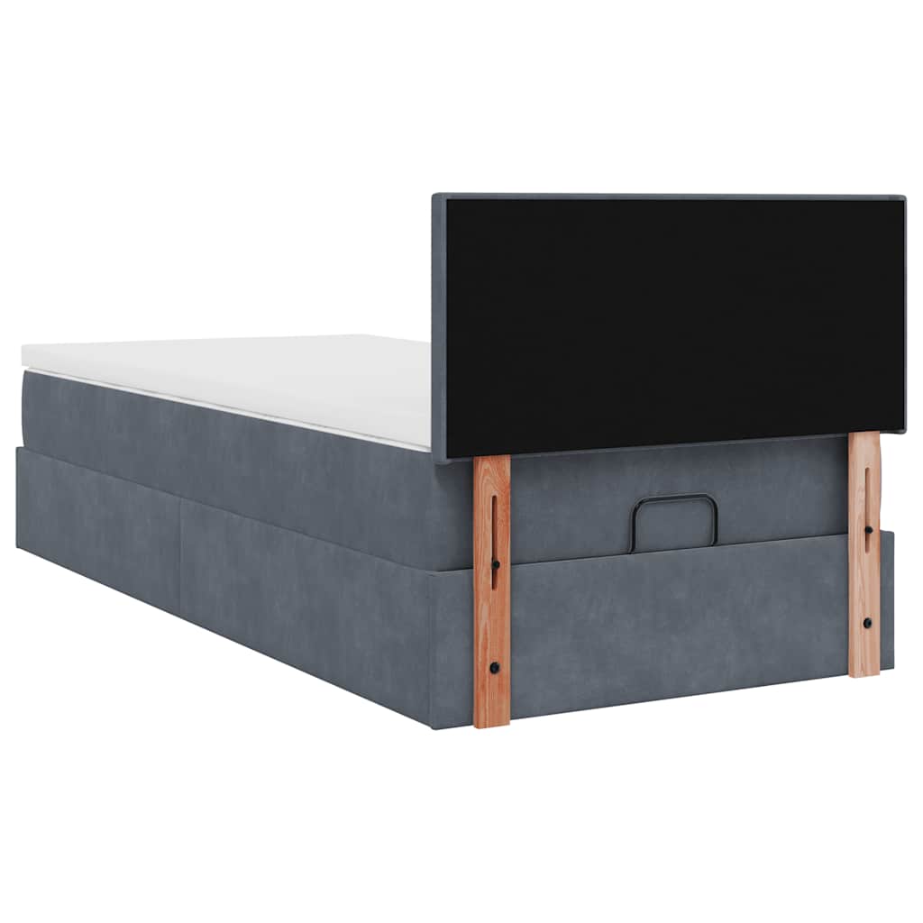 Ottoman bed met matras 100x200 cm fluweel donkergrijs