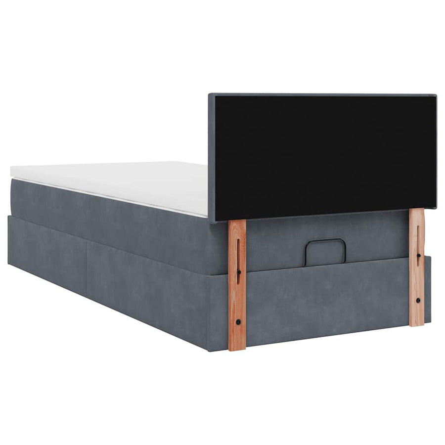 Ottoman bed met matras 100x200 cm fluweel donkergrijs