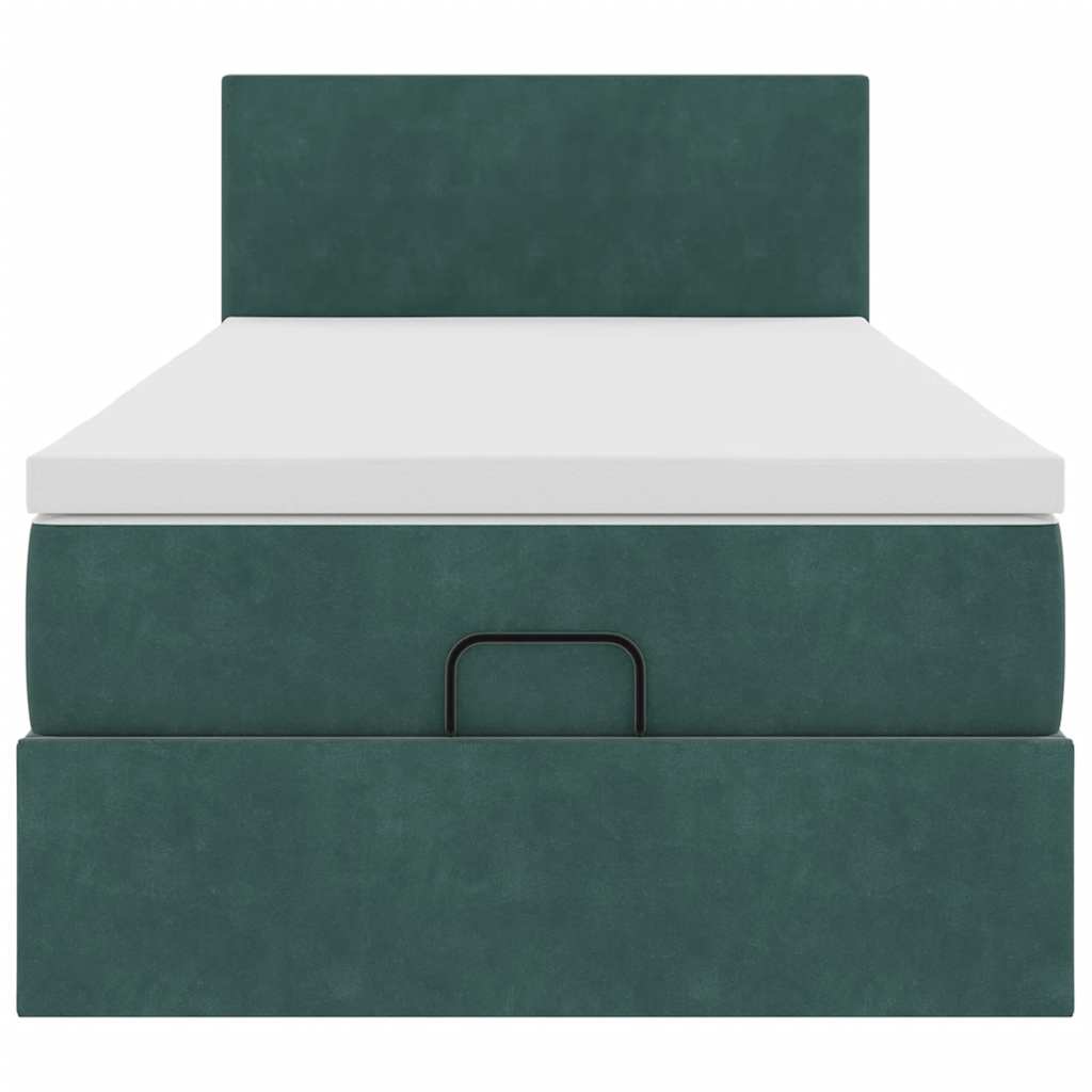 Ottoman bed met matras 100x200 cm fluweel donkergroen
