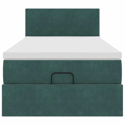 Ottoman bed met matras 100x200 cm fluweel donkergroen