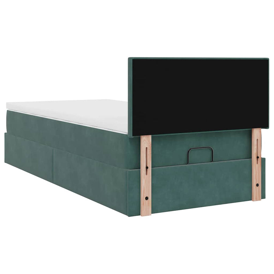 Ottoman bed met matras 100x200 cm fluweel donkergroen