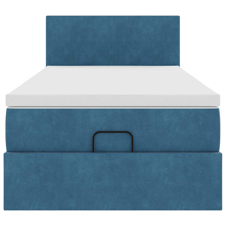 Ottoman bed met matras 100x200 cm fluweel donkerblauw
