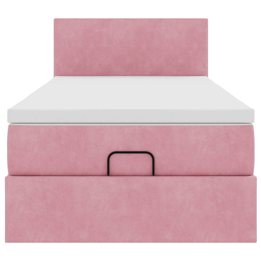 Ottoman bed met matras 100x200 cm fluweel roze