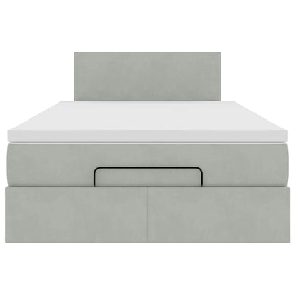 Ottoman bed met matras 120x190 cm fluweel lichtgrijs