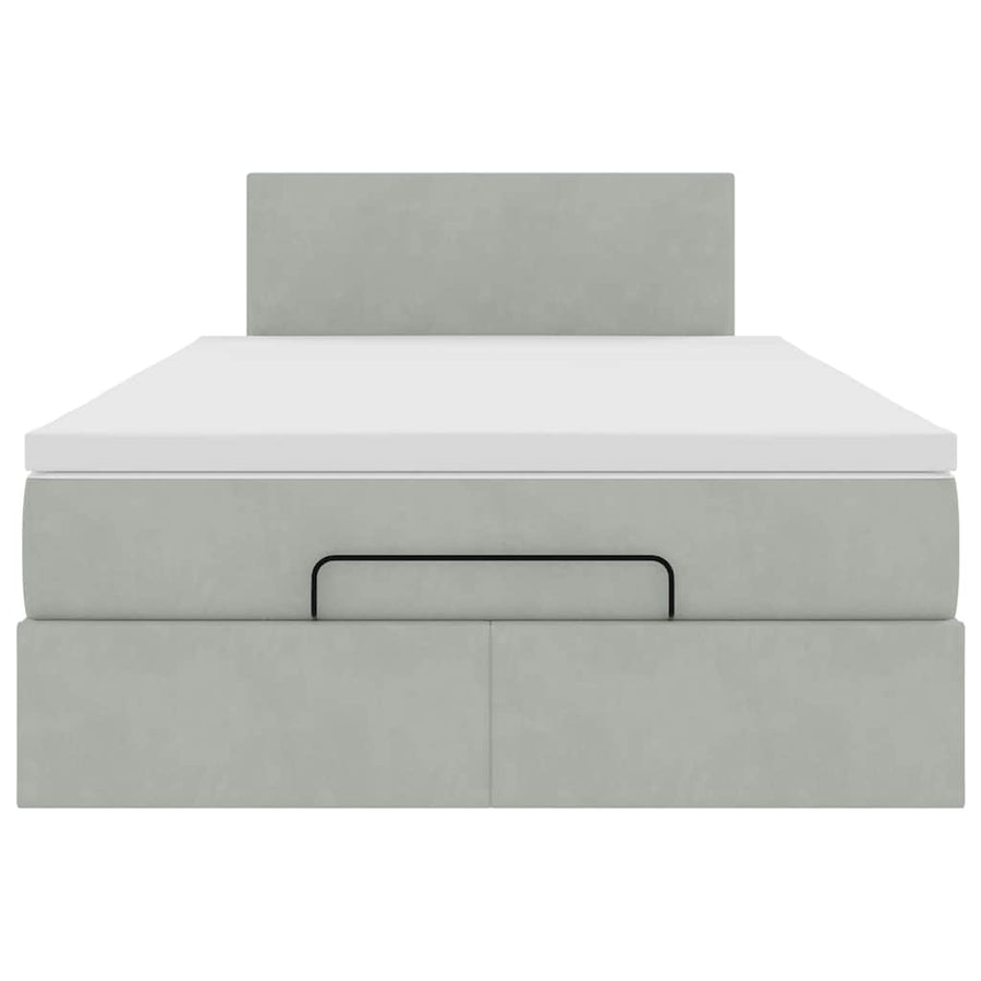 Ottoman bed met matras 120x190 cm fluweel lichtgrijs