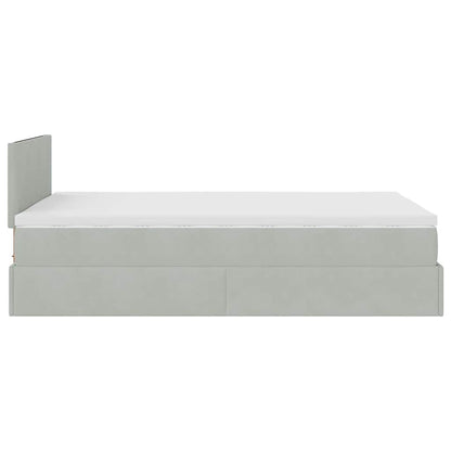 Ottoman bed met matras 120x190 cm fluweel lichtgrijs