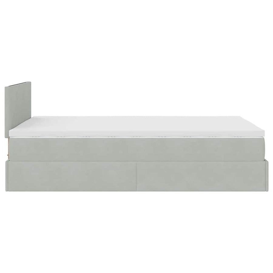 Ottoman bed met matras 120x190 cm fluweel lichtgrijs