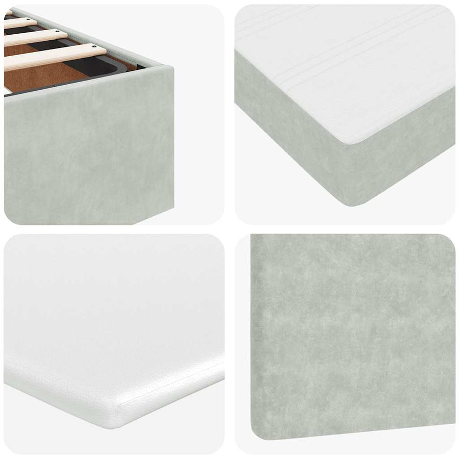 Ottoman bed met matras 120x190 cm fluweel lichtgrijs