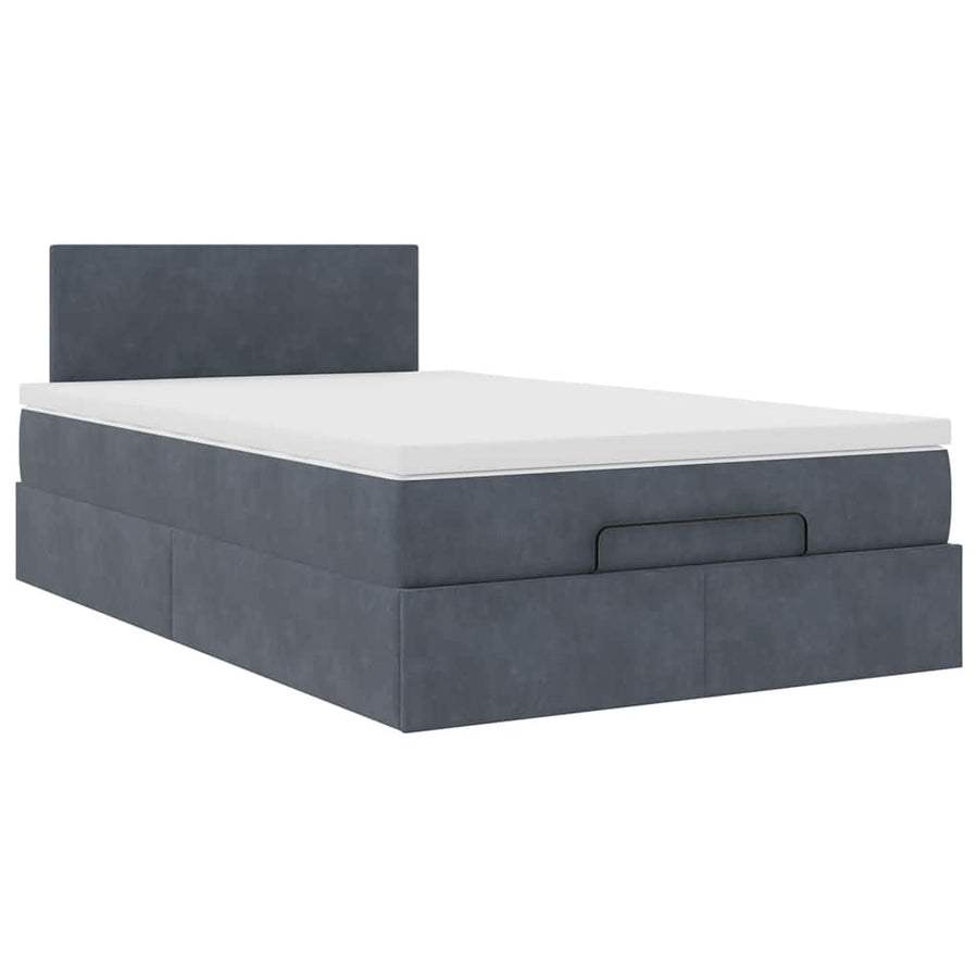 Ottoman bed met matras 120x190 cm fluweel donkergrijs