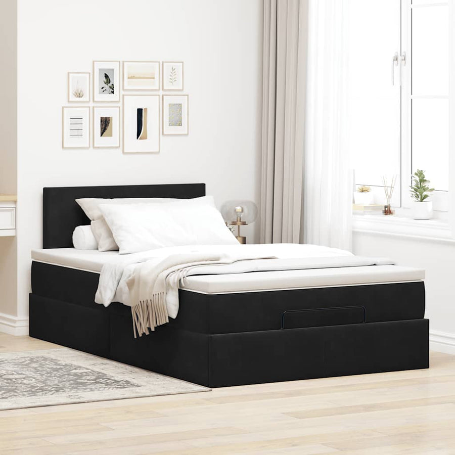 Ottoman bed met matras 120x190 cm fluweel zwart