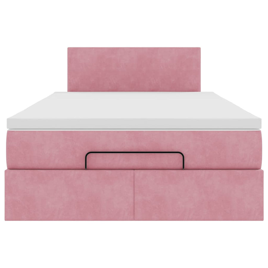 Ottoman bed met matras 120x190 cm fluweel roze
