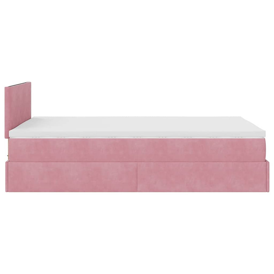 Ottoman bed met matras 120x190 cm fluweel roze