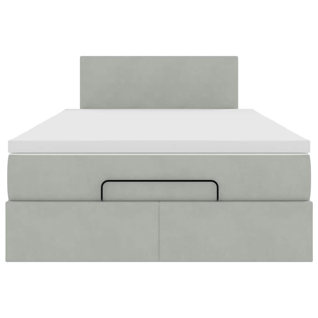 Ottoman bed met matras 120x200 cm fluweel lichtgrijs