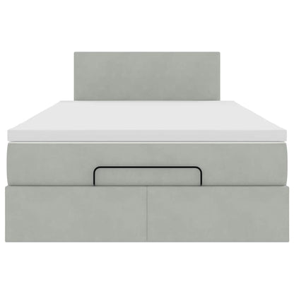 Ottoman bed met matras 120x200 cm fluweel lichtgrijs