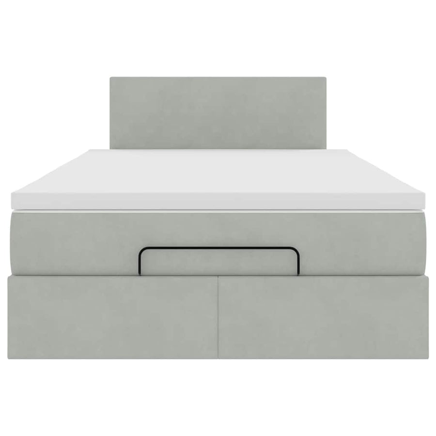 Ottoman bed met matras 120x200 cm fluweel lichtgrijs
