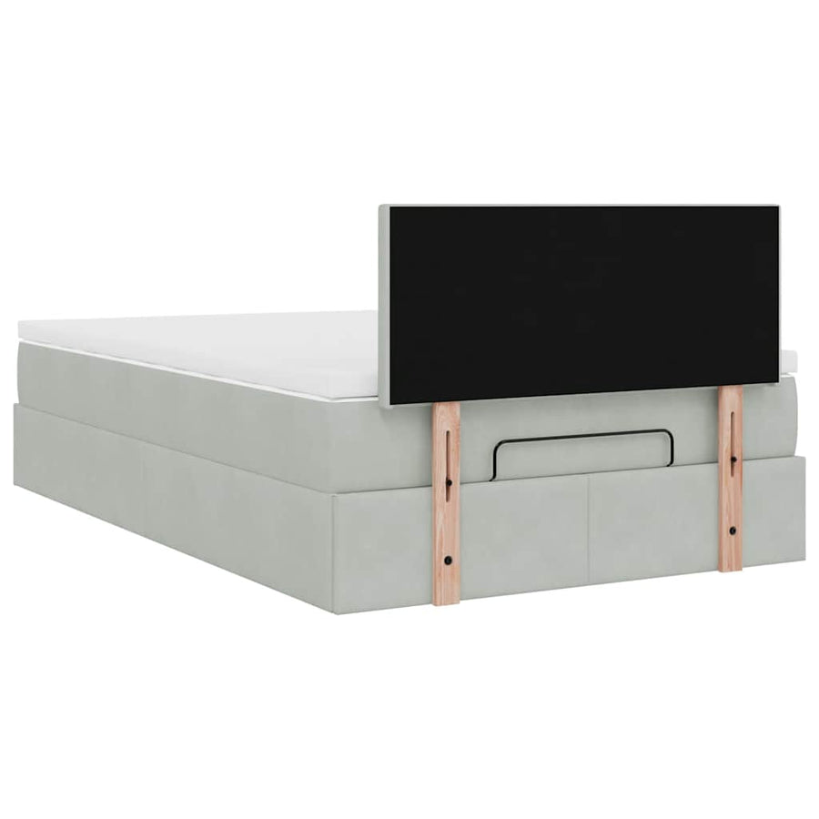 Ottoman bed met matras 120x200 cm fluweel lichtgrijs