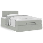 Ottoman bed with mattress 120x200 cm velvet light grey