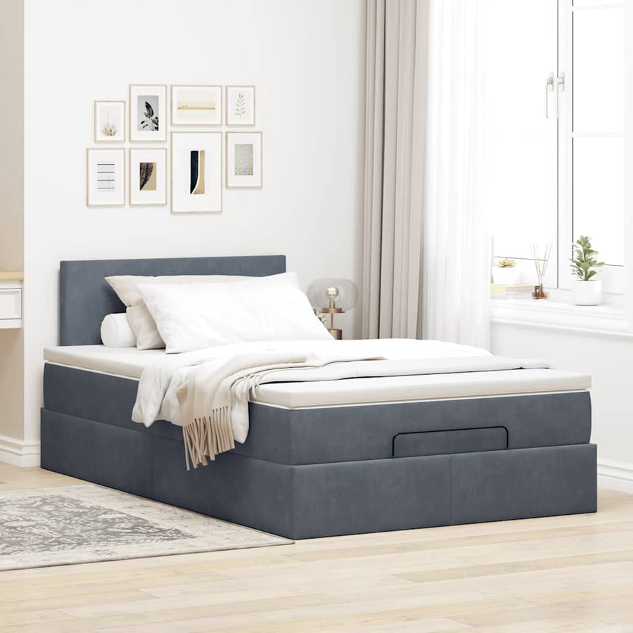 Ottoman bed met matras 120x200cm fluweel donkergrijs