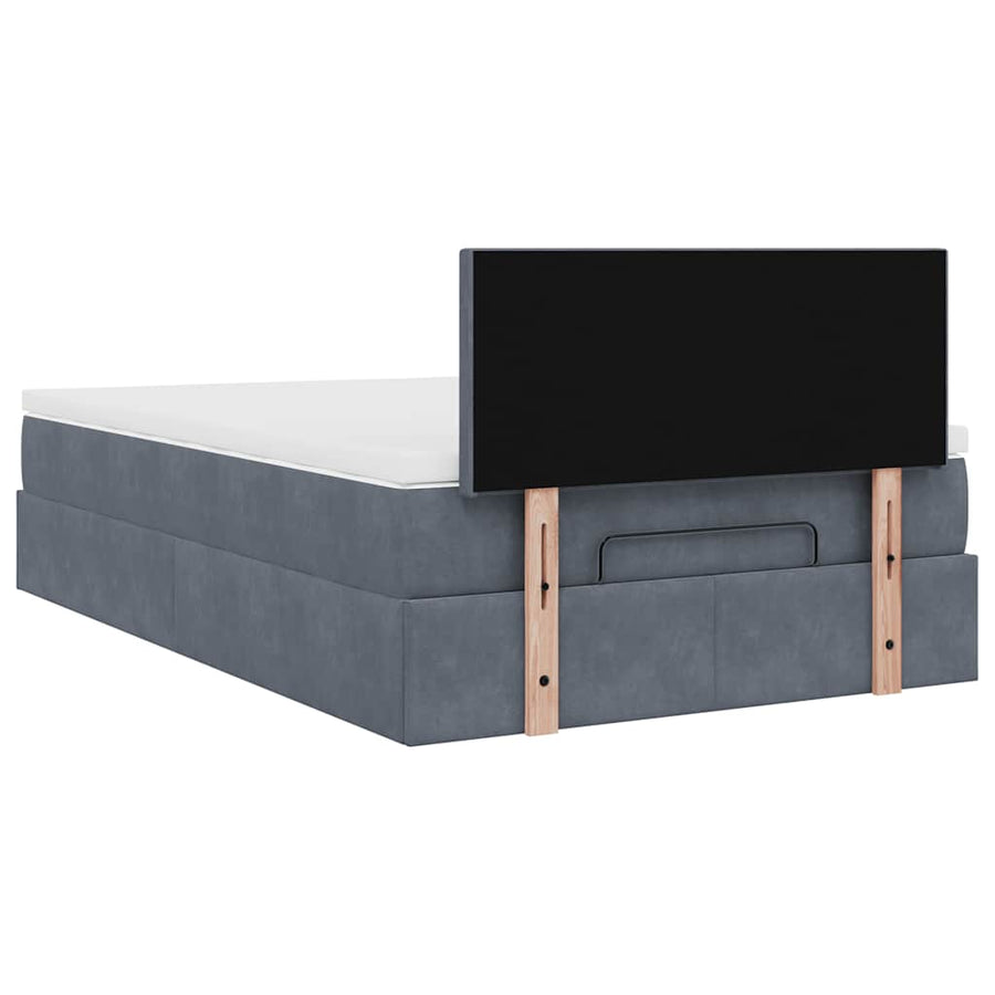 Ottoman bed met matras 120x200cm fluweel donkergrijs