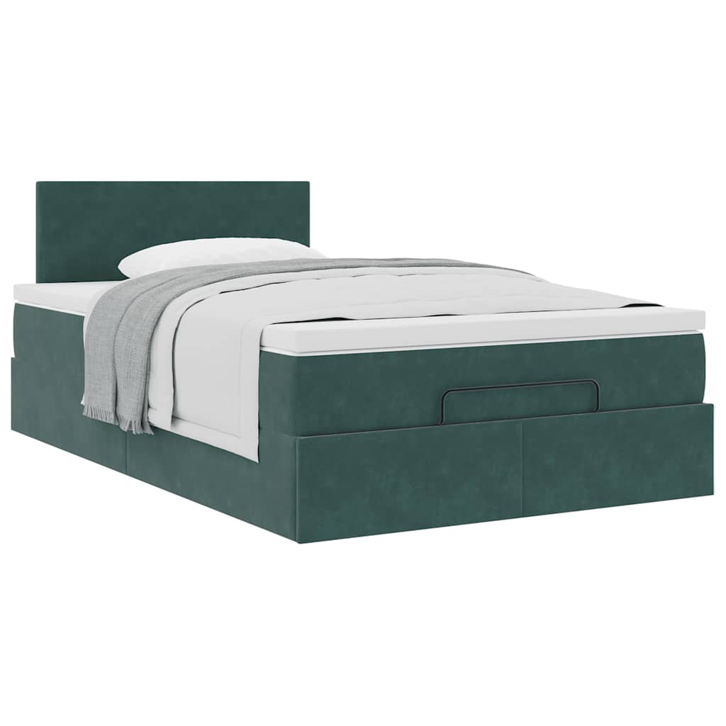 Ottoman bed met matras 120x200cm fluweel donkergroen