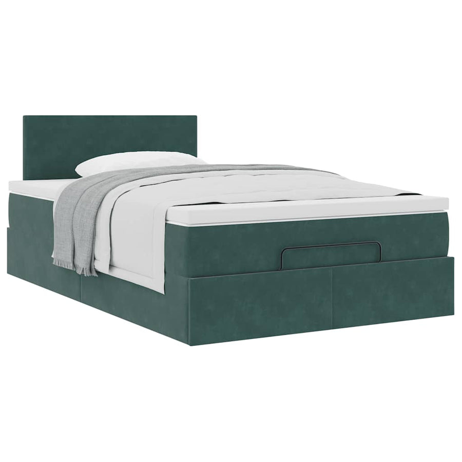 Ottoman bed met matras 120x200cm fluweel donkergroen