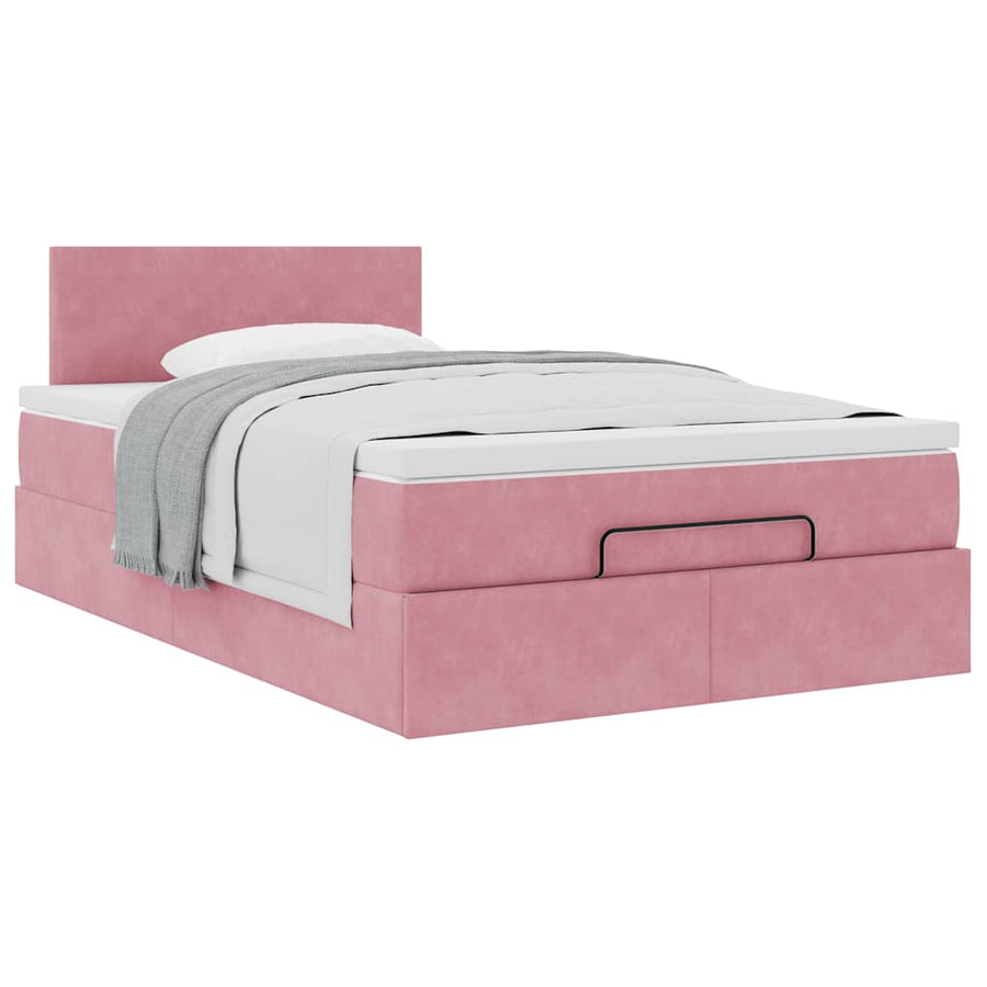 Ottoman bed met matras 120x200cm fluweel roze