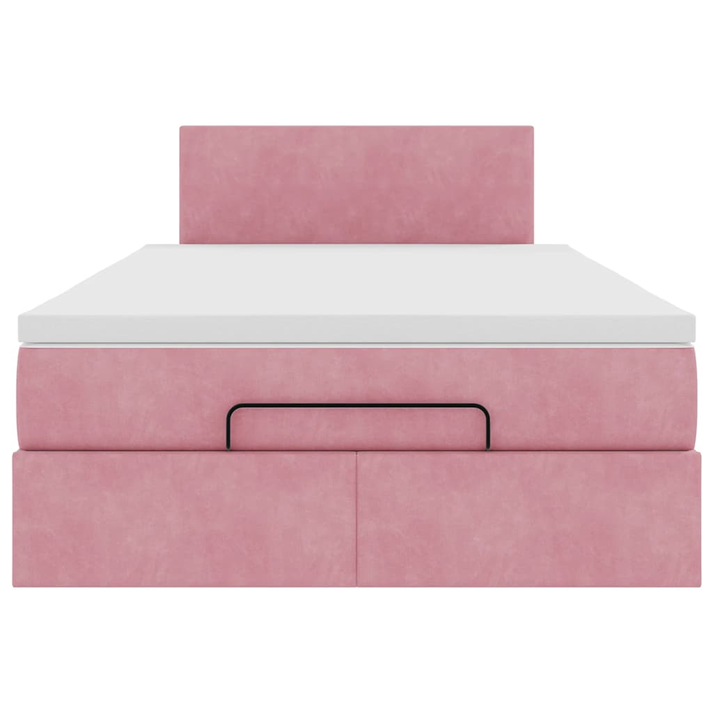 Ottoman bed met matras 120x200cm fluweel roze
