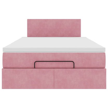 Ottoman bed met matras 120x200cm fluweel roze