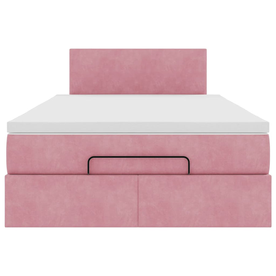 Ottoman bed met matras 120x200cm fluweel roze
